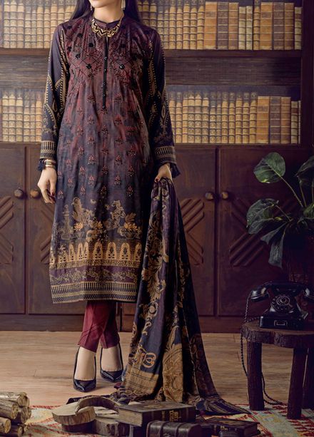 Salitex Embroidered Cottel Suits Unstitched 3 Piece ST21CT WK-00652 - Winter Collection