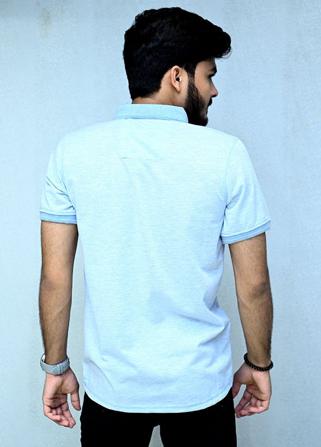 Sanaulla Exclusive Casual Cotton Polo 2035 Sky Blue