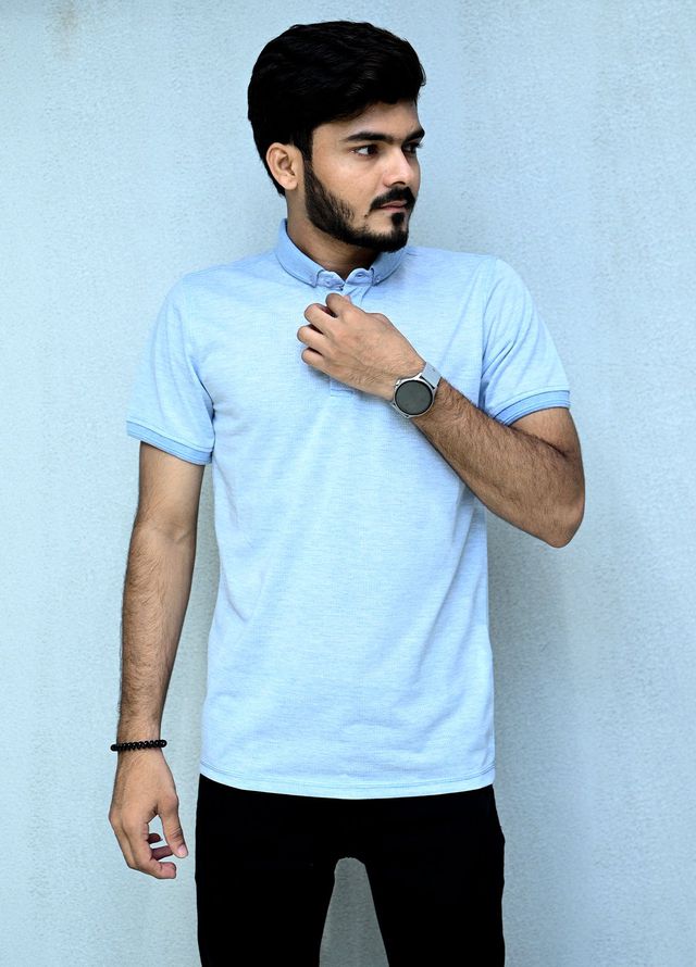 Sanaulla Exclusive Casual Cotton Polo 2035 Sky Blue