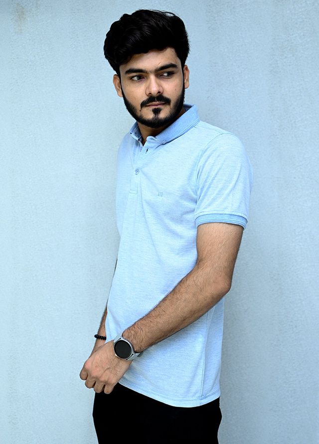 Sanaulla Exclusive Casual Cotton Polo 2035 Sky Blue