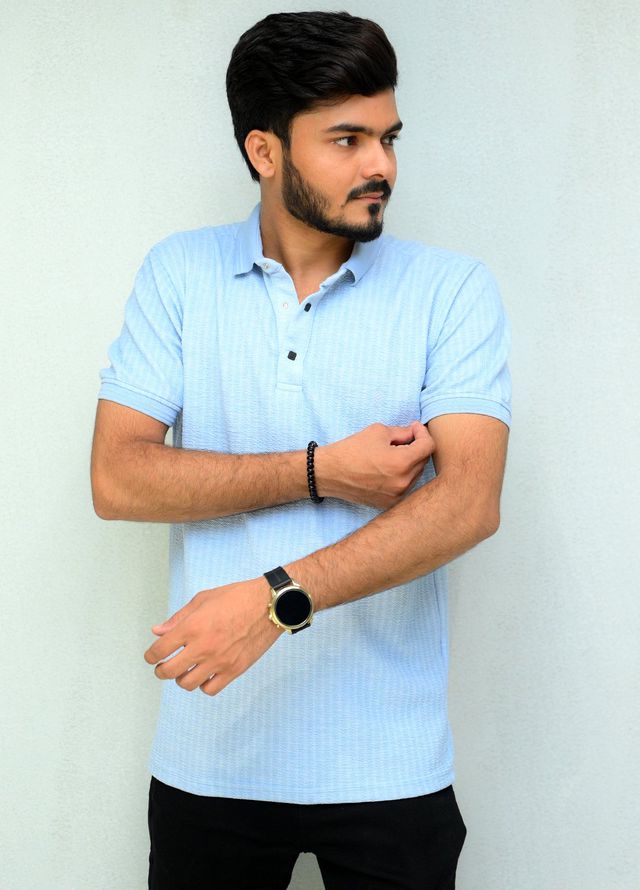 Sanaulla Exclusive Casual Cotton Polo 2051 Sky Blue