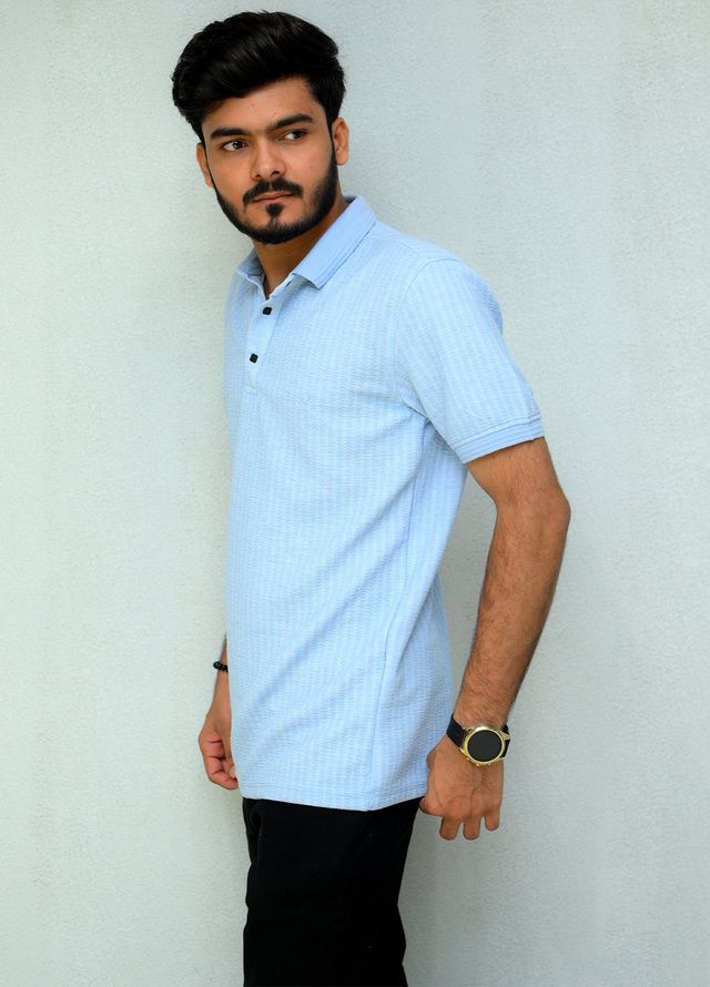 Sanaulla Exclusive Casual Cotton Polo 2051 Sky Blue