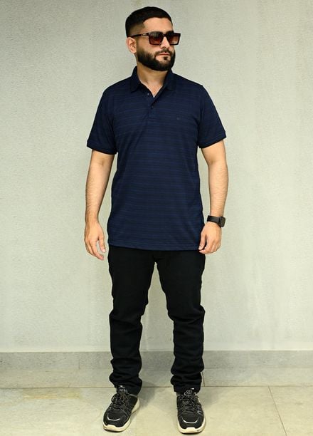 Sanaulla Exclusive Casual Cotton Polo 8188 Navy Blue