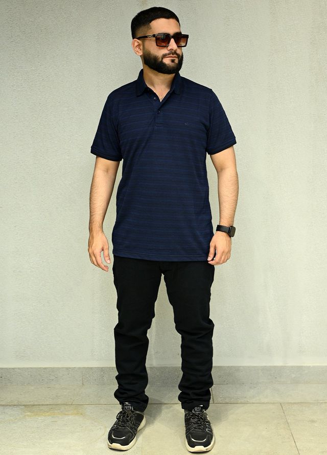 Sanaulla Exclusive Casual Cotton Polo 8188 Navy Blue