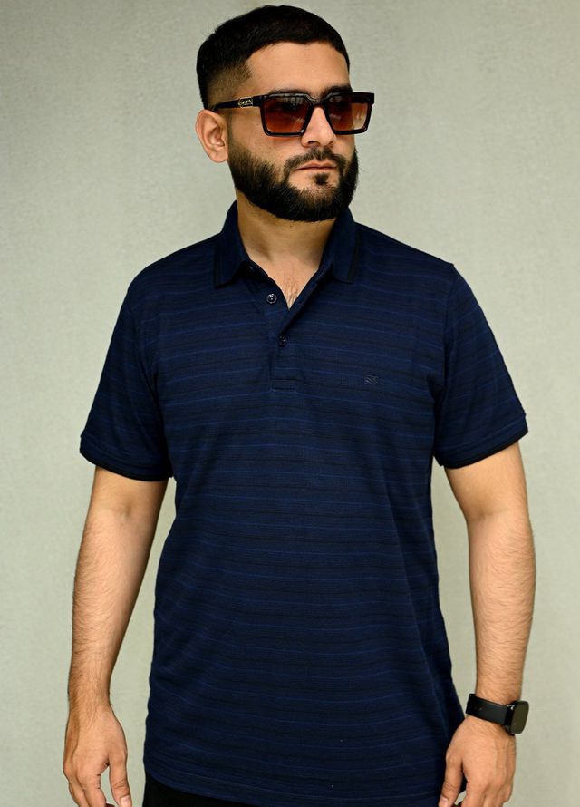 Sanaulla Exclusive Casual Cotton Polo 8188 Navy Blue