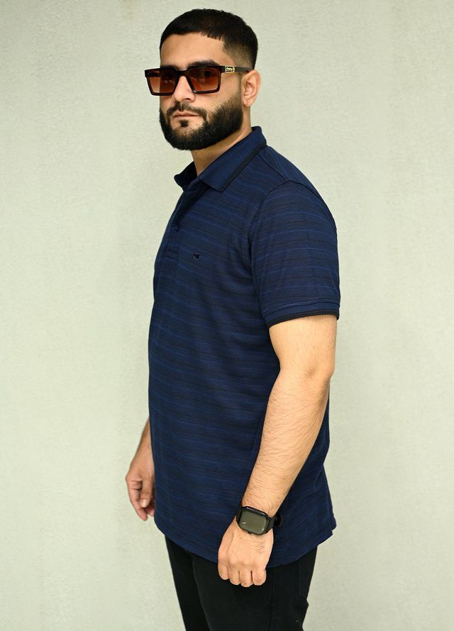 Sanaulla Exclusive Casual Cotton Polo 8188 Navy Blue