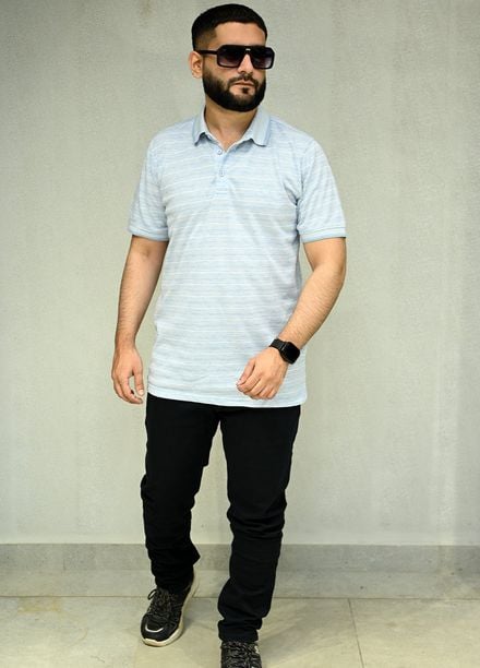 Sanaulla Exclusive Casual Cotton Polo 8188 Sky Blue