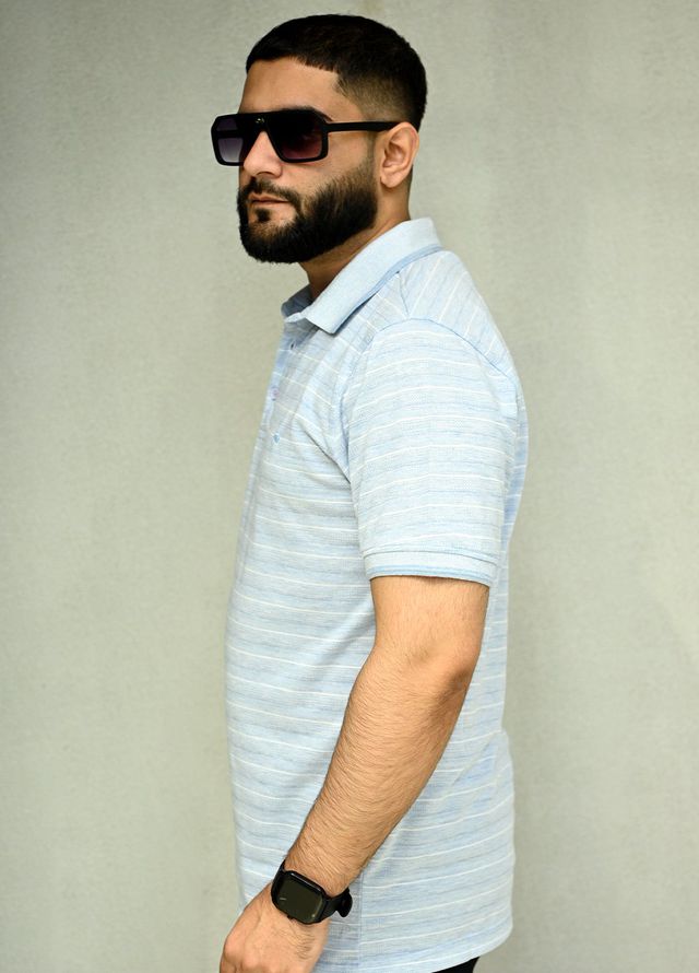 Sanaulla Exclusive Casual Cotton Polo 8188 Sky Blue