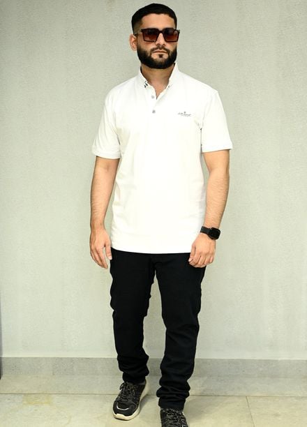Sanaulla Exclusive Casual Cotton Polo D-3051 White