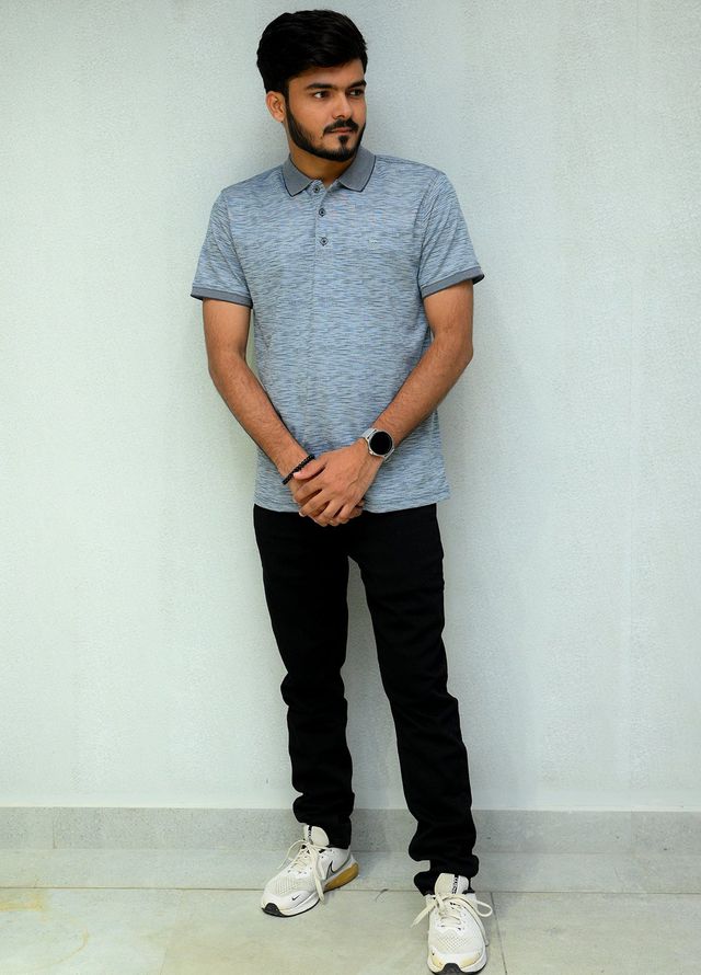 Sanaulla Exclusive Casual Cotton Polo D-3081 Dark Grey