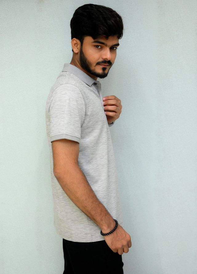 Sanaulla Exclusive Casual Cotton Polo D-3081 Light Grey