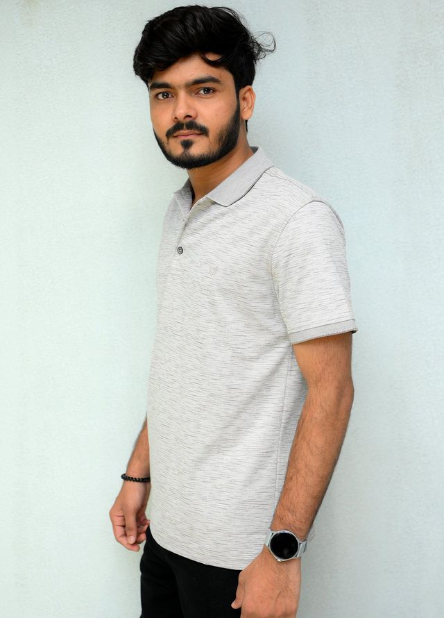 Sanaulla Exclusive Casual Cotton Polo D-3081 Light Grey