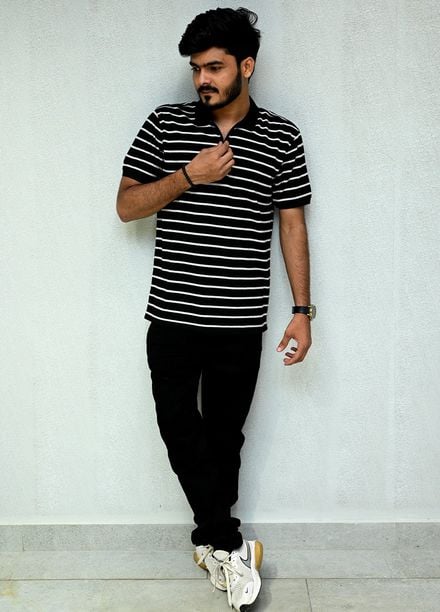 Sanaulla Exclusive Casual Cotton Polo D-3151 Black