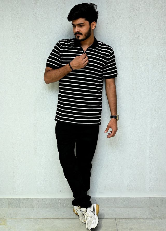 Sanaulla Exclusive Casual Cotton Polo D-3151 Black