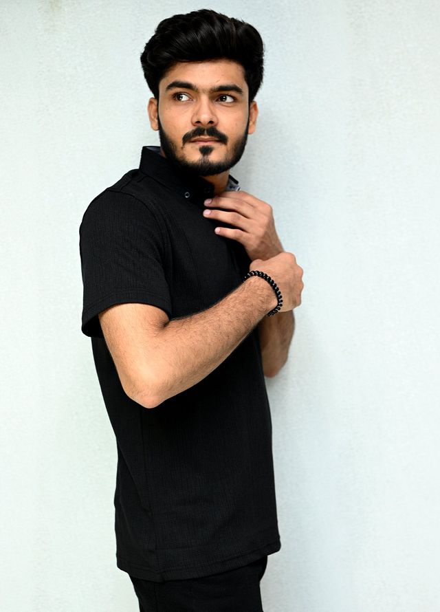 Sanaulla Exclusive Casual Cotton Polo D-3189 Black