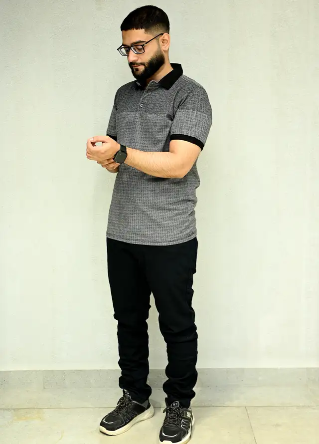 Sanaulla Exclusive Casual Cotton Polo 2029 Dark Grey