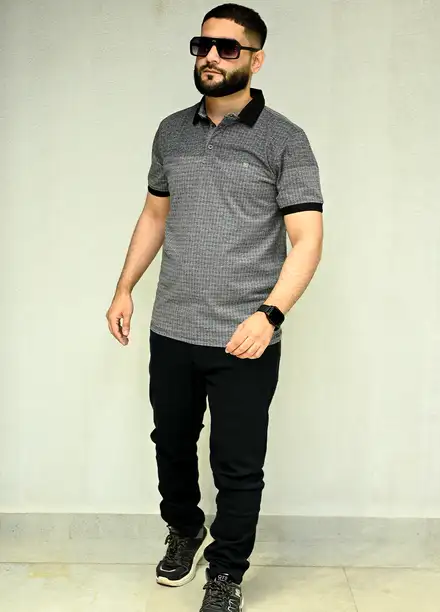Sanaulla Exclusive Casual Cotton Polo 2029 Dark Grey