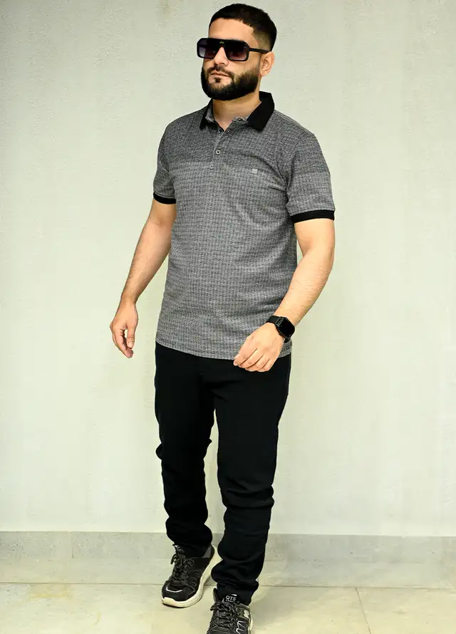 Sanaulla Exclusive Casual Cotton Polo 2029 Dark Grey