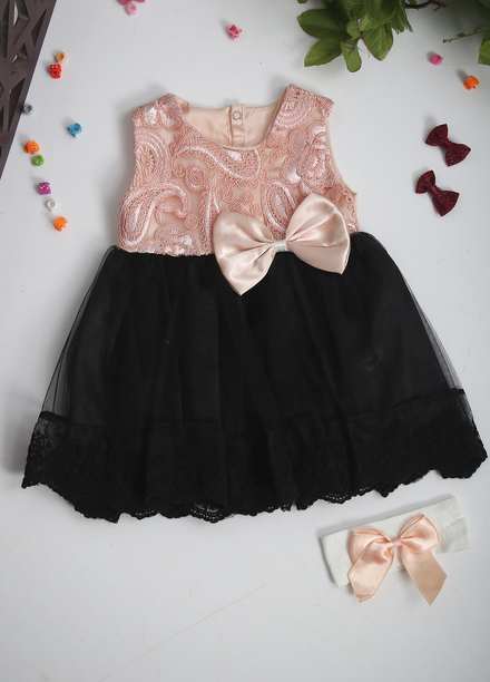 Sanaulla Exclusive Range  Fancy Girls Frocks -  171 Black