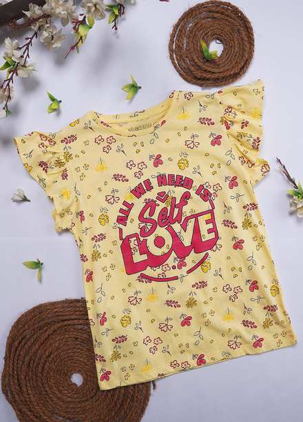 Sanaulla Exclusive Range Cotton Casual T-Shirts for Girls - 7277-4 Yellow