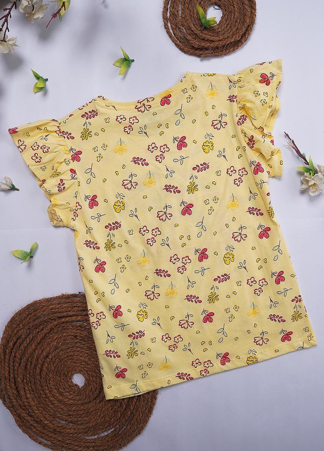 Sanaulla Exclusive Range Cotton Casual T-Shirts for Girls - 7277-4 Yellow