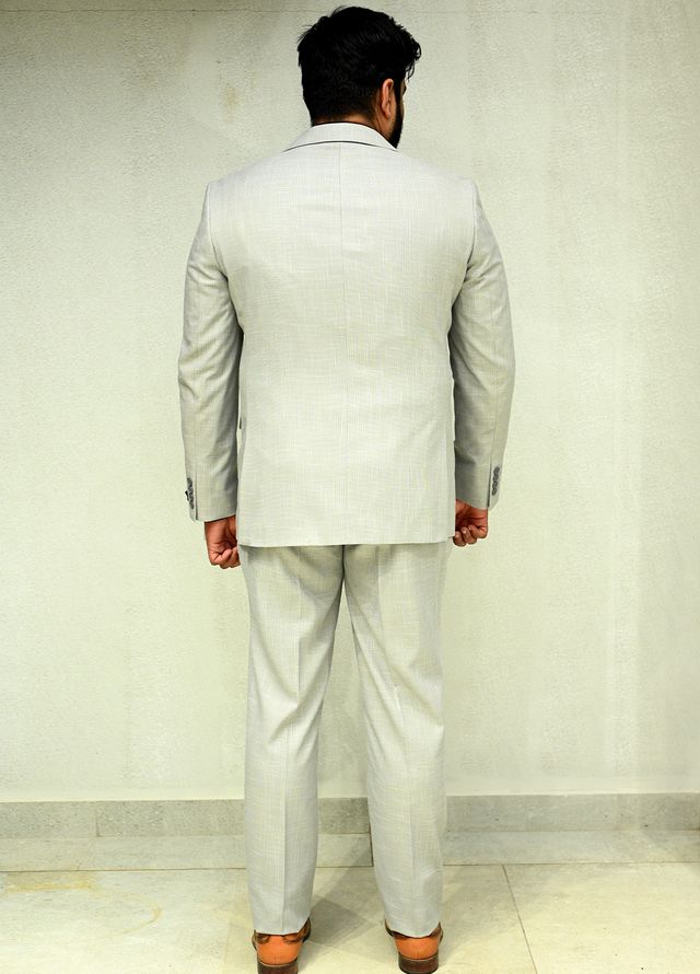 Sanaulla Exclusive Plain Cotton 2 Piece Suit 13725 Light Grey