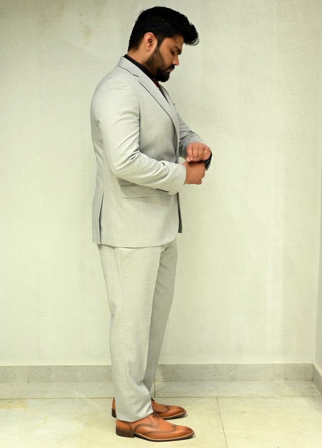 Sanaulla Exclusive Plain Cotton 2 Piece Suit 13725 Light Grey