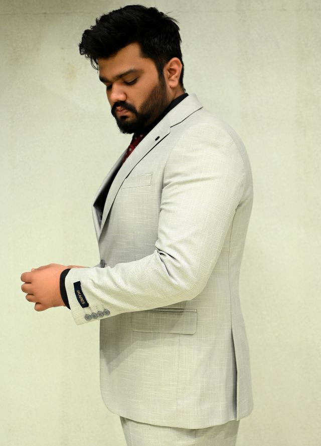 Sanaulla Exclusive Plain Cotton 2 Piece Suit 13725 Light Grey