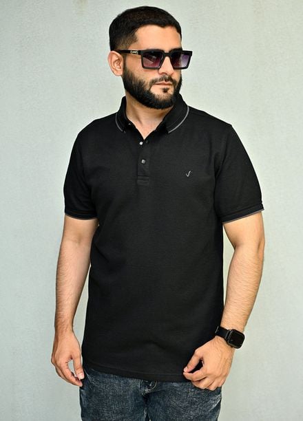 Sanaulla Exclusive Pret Casual Cotton Polo 8043R-2 Black