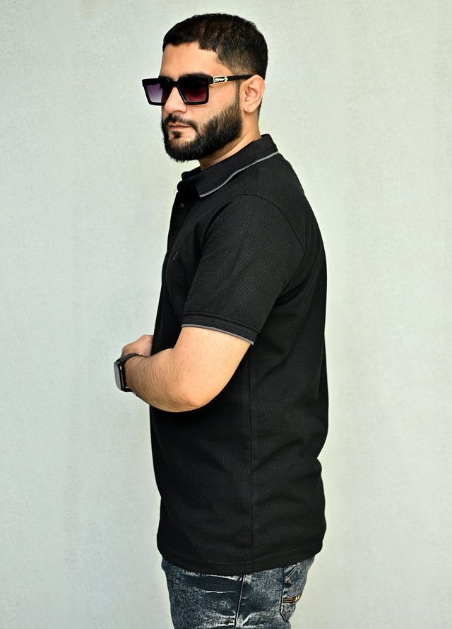 Sanaulla Exclusive Pret Casual Cotton Polo 8043R-2 Black