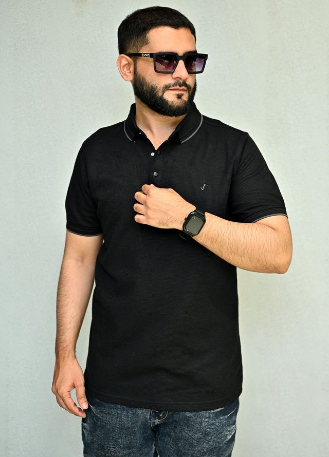 Sanaulla Exclusive Pret Casual Cotton Polo 8043R-2 Black