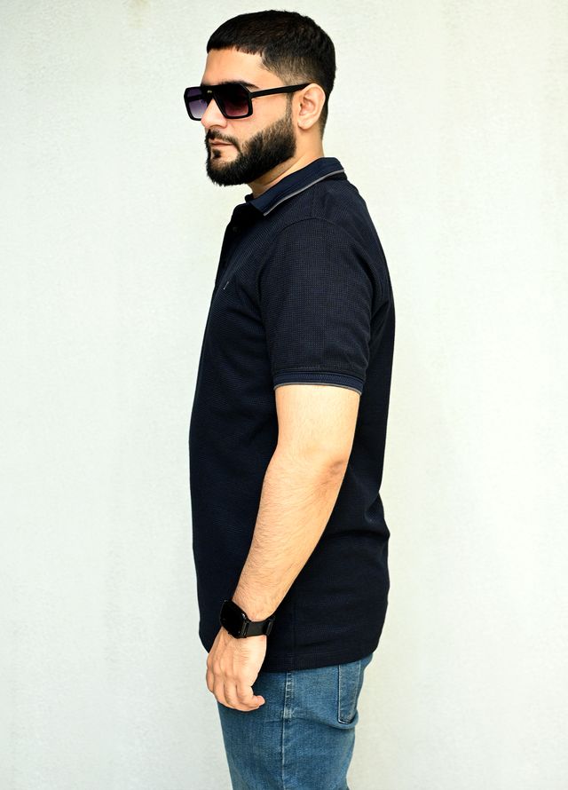 Sanaulla Exclusive Pret Casual Cotton Polo 8043R-2 Navy Blue