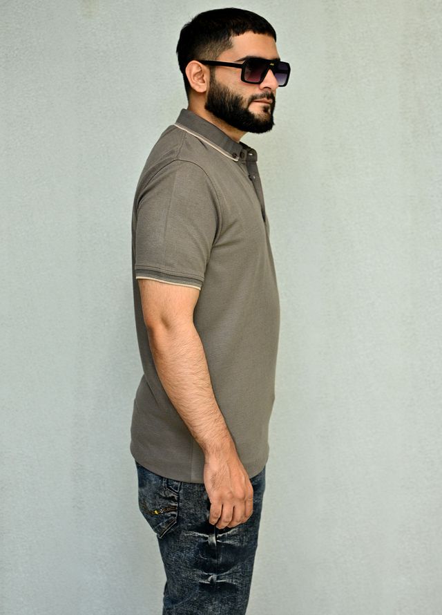 Sanaulla Exclusive Pret Casual Cotton Polo 8180 Dark Grey