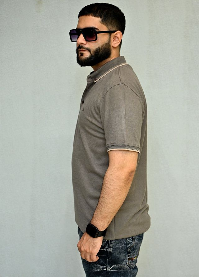 Sanaulla Exclusive Pret Casual Cotton Polo 8180 Dark Grey