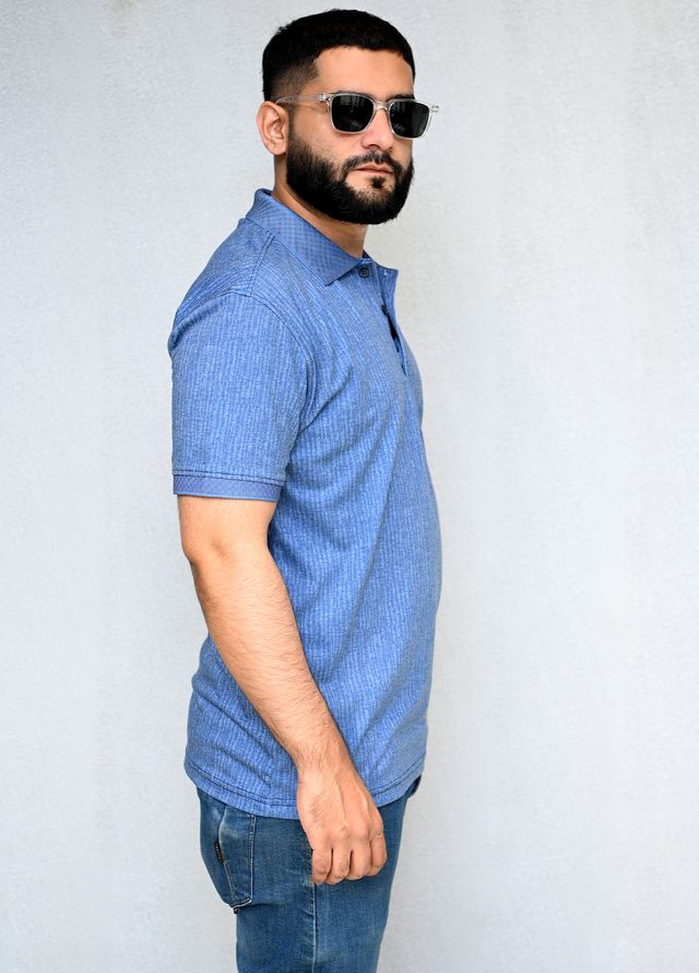 Sanaulla Exclusive Pret Casual Cotton T-Shirt D-3077 Blue