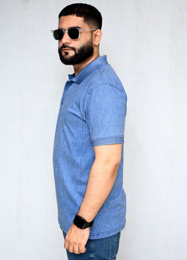 Sanaulla Exclusive Pret Casual Cotton T-Shirt D-3077 Blue