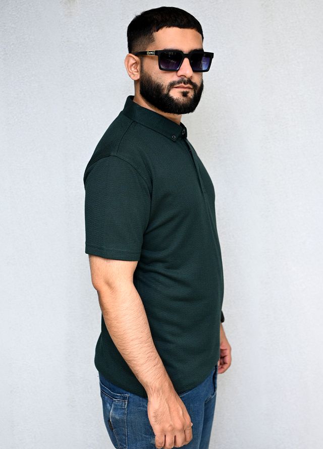 Sanaulla Exclusive Pret Casual Cotton T-Shirt D-3153 Dark Green