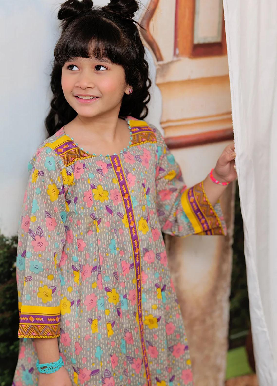 Senorita Cotton Pret 3 Piece Suit for Girls - KAC-02218-GRY/MCL