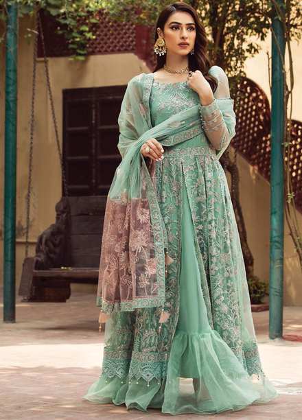 Alizeh Fashion by Bilal Embroidery Embroidered Net Suits Unstitched 3 Piece AFB21SH 02-ANARKALI - Festive Collection