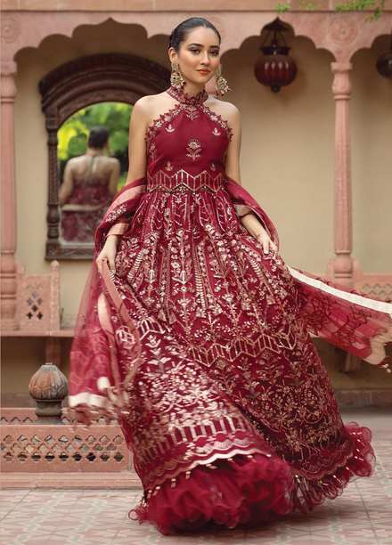 Alizeh Fashion by Bilal Embroidery Embroidered Net Suits Unstitched 3 Piece AFB21SH 03-RUNGREZ - Festive Collection