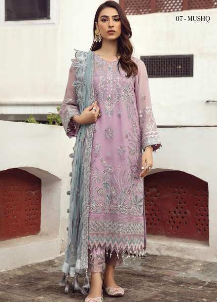 Alizeh Fashion by Bilal Embroidery Embroidered Chiffon Suits Unstitched 3 Piece AFB21SH 07-MUSHQ - Festive Collection