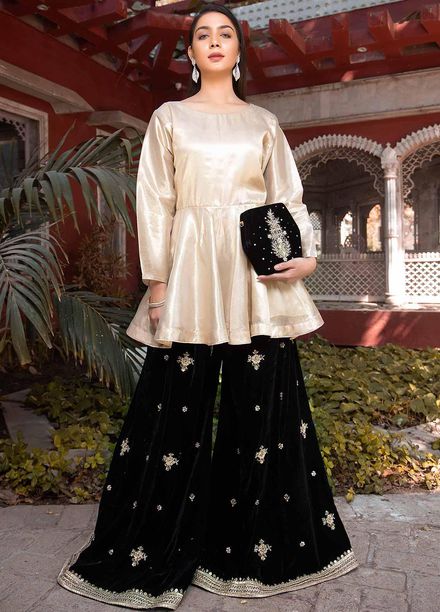 Sidra Mumtaz Embroidered Organza Stitched 2 Piece Suit SM20GS 2101-GM-06 BLACK STAR DIOPSIDE