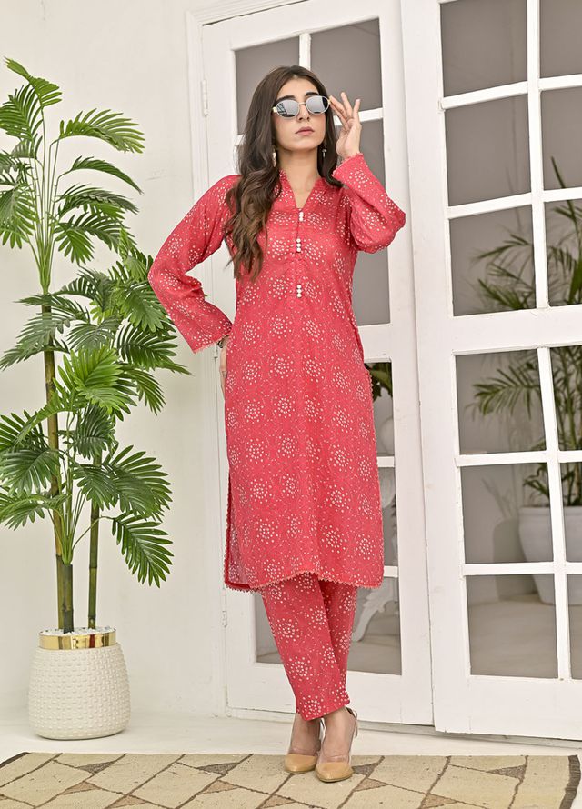 Silcot Pret Printed Lawn 2 Piece Suit Coral Sprig