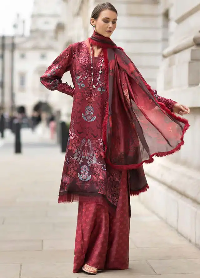 Sobia Nazir Embroidered Satin Suits Unstitched 3 Piece SN24S D-05 - Winter Collection