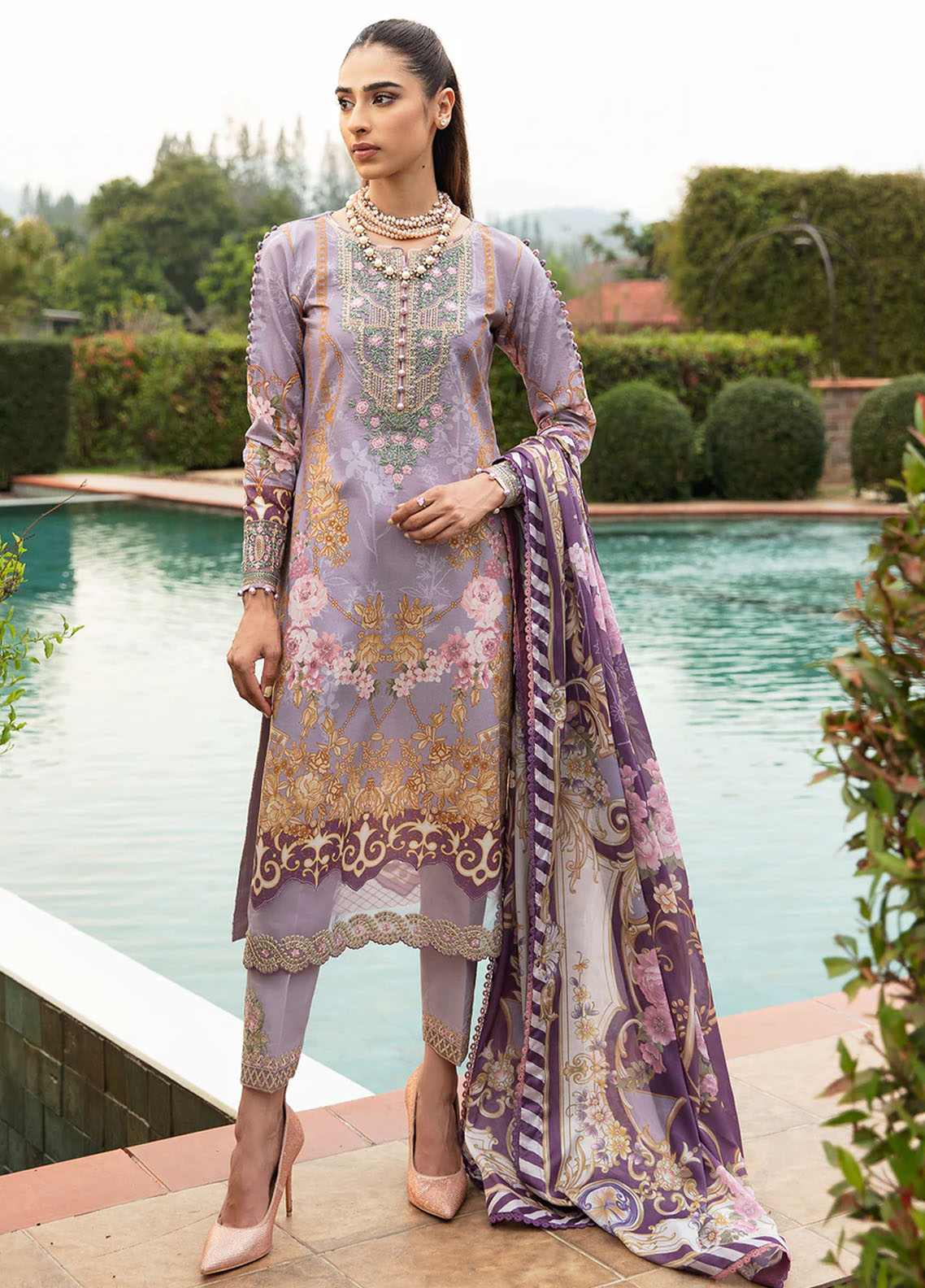 Delia by Gulaal Unstitched Embroidered Lawn 3 Piece Suit GL26UD D-6 Reva - Summer Collection