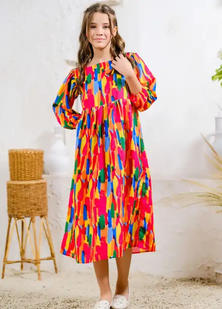 Sprinkles Pret Casual Lawn Silk Long Shirt Rainbow Splash