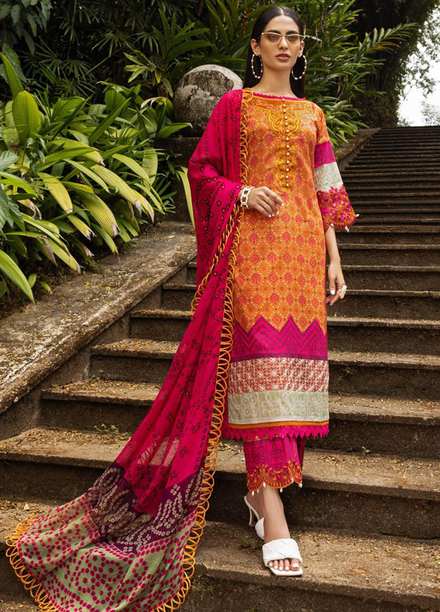 Tahra By Zainab Chottani Embroidered Lawn Suits Unstitched 3 Piece TZC22SS CHUNRI FUSION 9B - Spring / Summer Collection