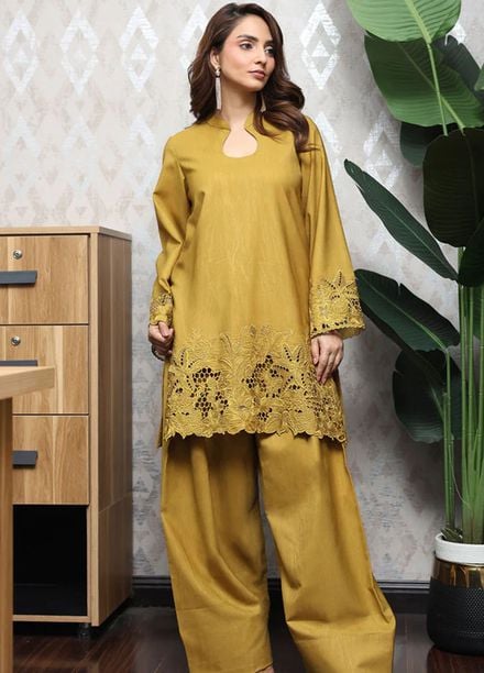 Tessa Pret Embroidered Lawn 2 Piece Suit Golden patel