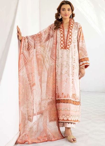 Tessa Printed Lawn Suits Unstitched 3 Piece Peach Perfaction - Summer Collection