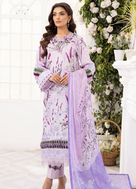 Tessa Printed Lawn Suits Unstitched 3 Piece Purple Bloom - Summer Collection